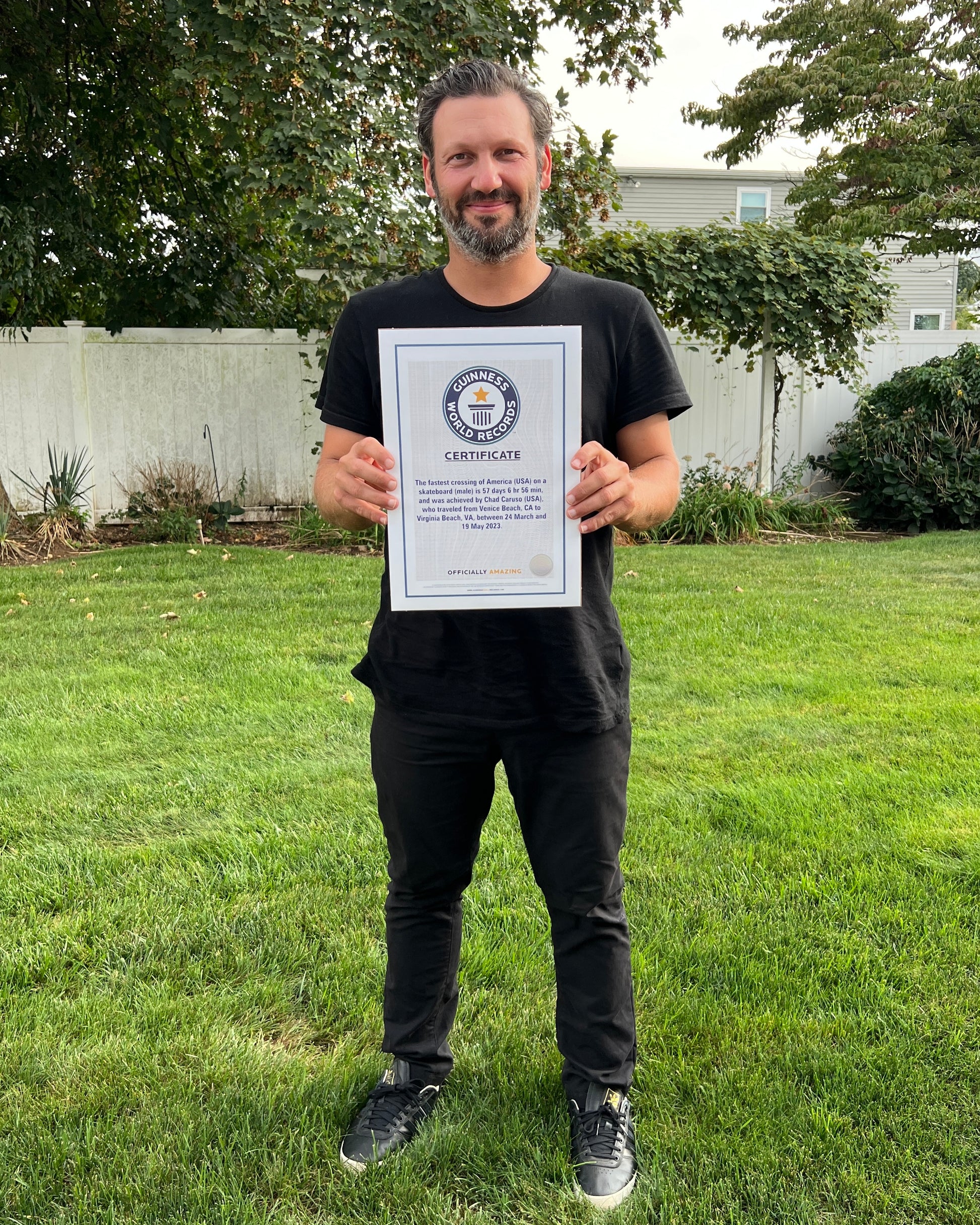 Chad Caruso holding Guinness World Record